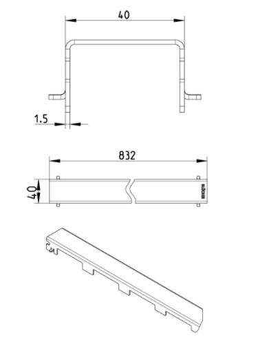 Blucher Waterline 900 mm afløb m/Copenhagen Line rist - Sort Blucher Waterline 900 mm afløb m/Copenhagen Line rist - Sort