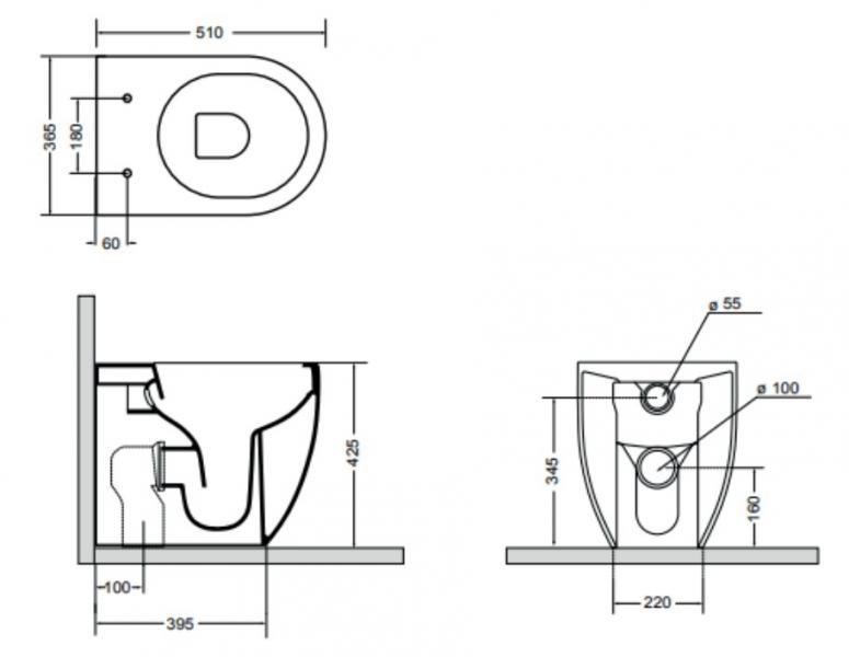 Lavabo Glomp Rimless BTW gulvstående toilet - Mat grå Lavabo Glomp Rimless BTW gulvstående toilet - Mat grå