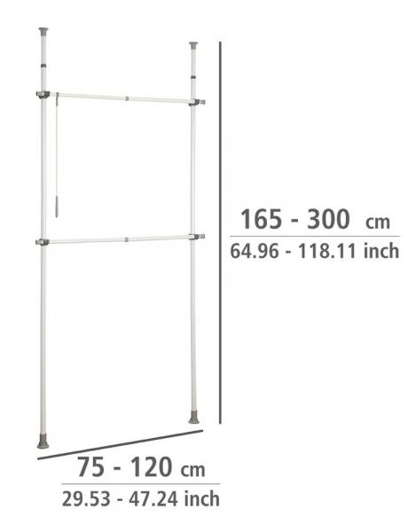 Wenko Hercules teleskopsystem basic til garderobe 75-120 cm - Hvid/Gr&aring;