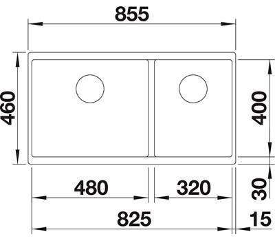 Blanco Subline 480/320-U k&oslash;kkenvask - Antracit