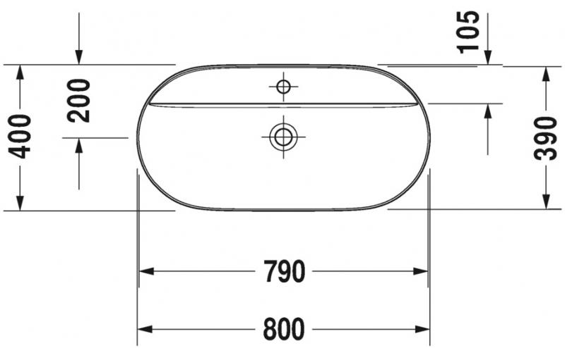 Duravit Luv 80 fritst&aring;ende bowlevask - Med hanehul
