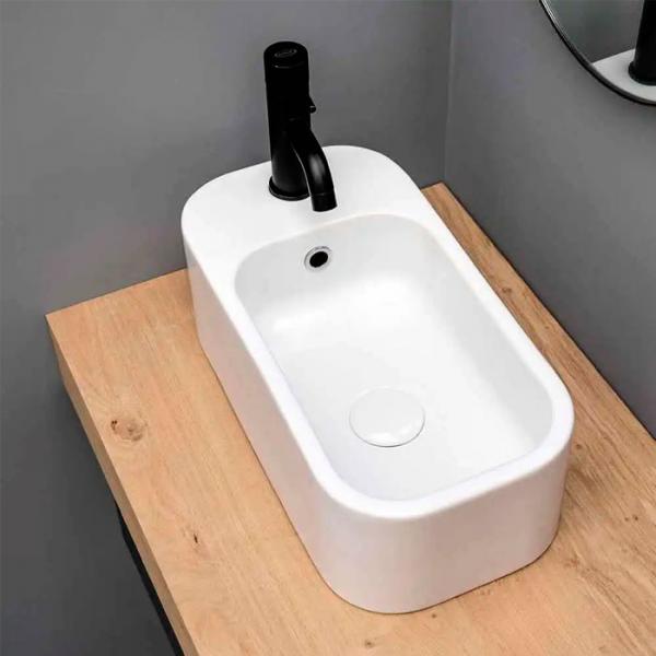 Lavabo Cosa 25 fritst&aring;ende bowlevask - Med overl&oslash;b - 1 hanehul