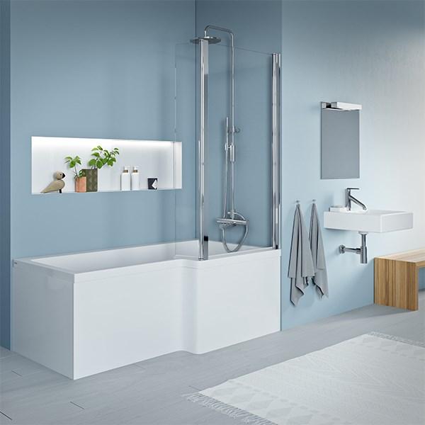 Strømberg Quantum badekar t/brus - 150 x 70/85 - Højre - 1 ryglæn Strømberg Quantum badekar t/brus - 150 x 70/85 - Højre - 1 ryglæn