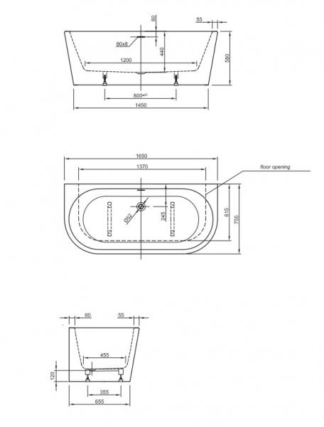 Strømberg Lago Back-To-Wall badekar - 1650 x 750 mm - Hvid Strømberg Lago Back-To-Wall badekar - 1650 x 750 mm - Hvid
