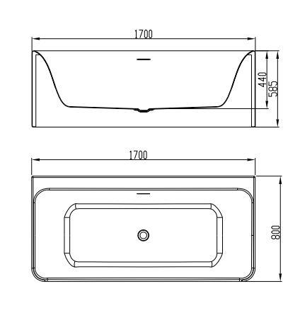 Str&oslash;mberg Padua Back-To-Wall  badekar 1700 x 800 mm