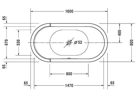 Duravit Starck fritst&aring;ende badekar - 1600x800mm