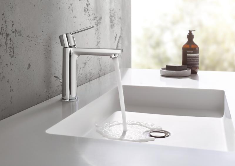 Grohe Lineare New håndvaskarmatur m/push open bundventil - Steel Grohe Lineare New håndvaskarmatur m/push open bundventil - Steel