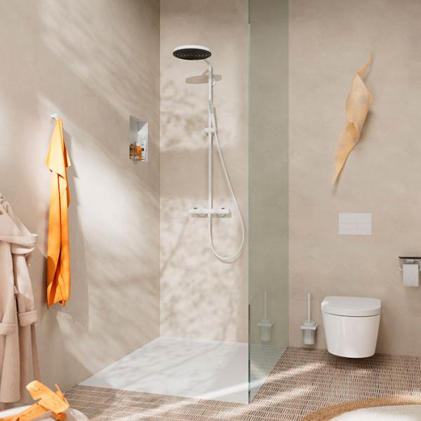 hansgrohe Pulsify S Puro 1jet & Tecturis komplet pakke til badev&aelig;relset - Mat hvid