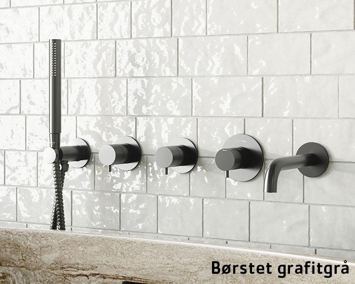Damixa Silhouet BS 2 komplet badekararmatur til indbygning - Børstet messing PVD Damixa Silhouet BS 2 komplet badekararmatur til indbygning - Børstet messing PVD