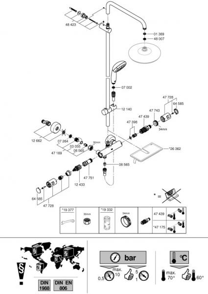 Grohe Vitalio Start ECO 250 komplet brusesystem - Krom Grohe Vitalio Start ECO 250 komplet brusesystem - Krom