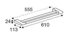 Pressalit Style dobbelt håndklædestang 610 mm - Krom Pressalit Style dobbelt håndklædestang 610 mm - Krom