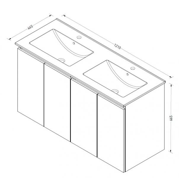 Sanibell Online 121 møbelsæt m/4 grebsfri låger og dobbeltvask - Mat hvid - Flatpack Sanibell Online 121 møbelsæt m/4 grebsfri låger og dobbeltvask - Mat hvid - Flatpack