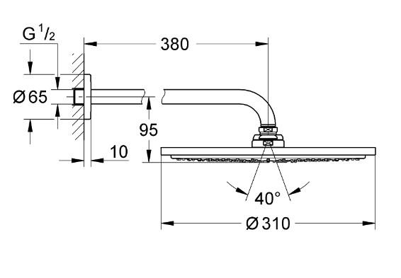Grohe Atrio Rainshower 310 komplet brusesystem til indbygning - Børstet Hard Graphite Grohe Atrio Rainshower 310 komplet brusesystem til indbygning - Børstet Hard Graphite
