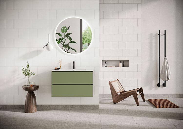 Strømberg Lux 100 vaskeskab m/2 skuffer - Olive grøn Strømberg Lux 100 vaskeskab m/2 skuffer - Olive grøn