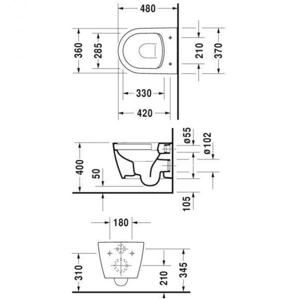 Duravit Me by Starck Compact Rimless toiletpakke inkl. s&aelig;de m/softclose, cisterne og matsort betjening