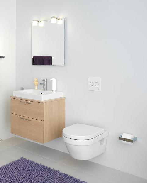 Gustavsberg Hygienic Flush v&aelig;gh&aelig;ngt toilet m/toilets&aelig;de og &aring;ben skyllerand