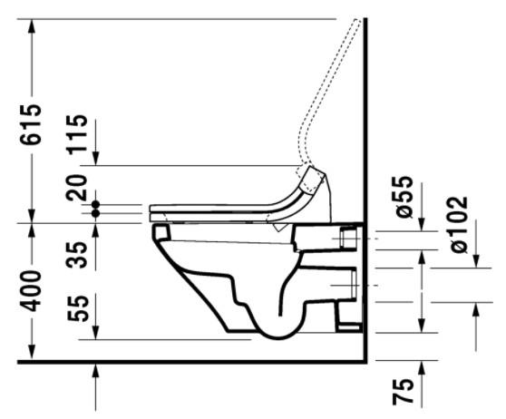 Duravit DuraStyle Rimless h&aelig;ngesk&aring;l m/wondergliss til sensowash s&aelig;de