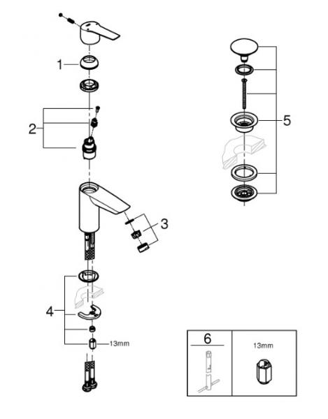 Grohe Start S h&aring;ndvaskarmatur m/push open bundventil - Krom