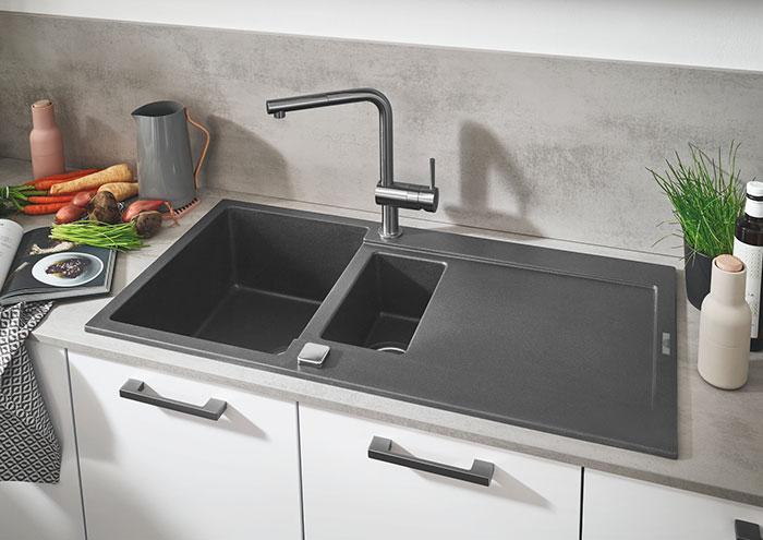 Grohe Minta køkkenarmatur m/udtræk og L-tud - Supersteel Grohe Minta køkkenarmatur m/udtræk og L-tud - Supersteel