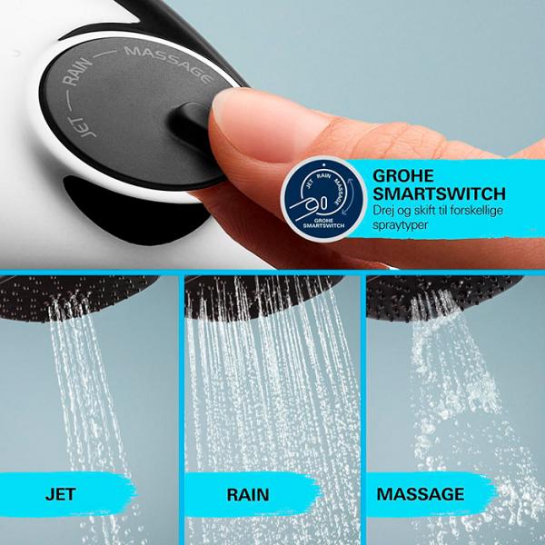 Grohe Vitalio Comfort 110 brusesæt 3 sprays m/vægholder & Water Saving Grohe Vitalio Comfort 110 brusesæt 3 sprays m/vægholder & Water Saving