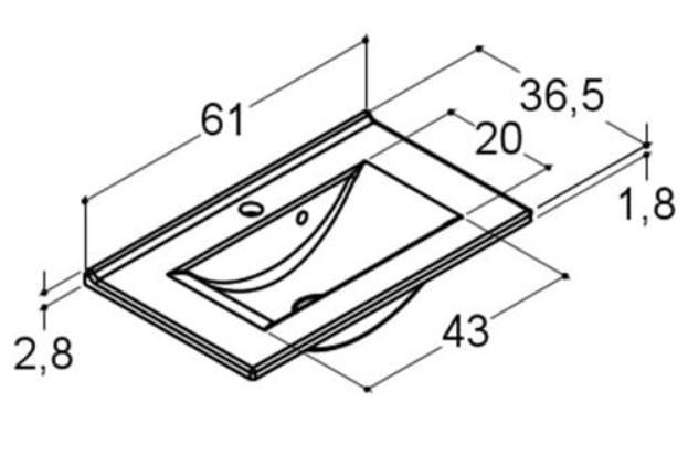 Dansani Mido+ 60 MINI m&oslash;belpakke m/Amber vask - Mat hvid