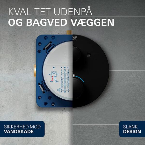 Grohe Precision Vitalio Rain Cube 310 komplet brusesystem t/indbygning - Mat sort Grohe Precision Vitalio Rain Cube 310 komplet brusesystem t/indbygning - Mat sort