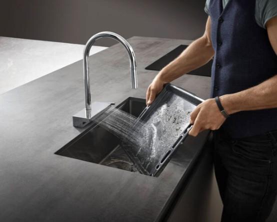 hansgrohe Aquno Select M81 k&oslash;kkenarmatur U-tud m/udtr&aelig;k og brus - Krom
